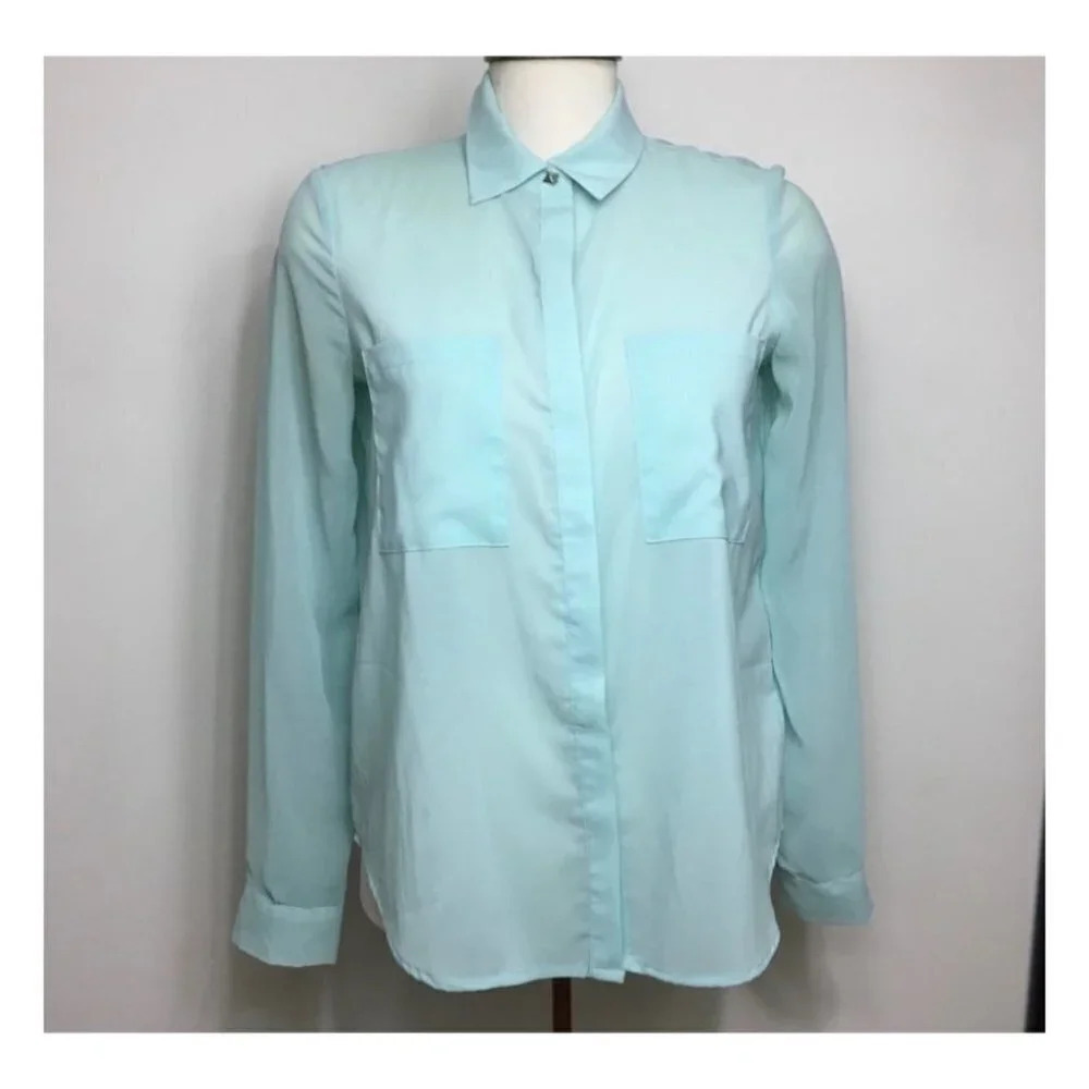 Forever 21 - Semi Sheer Seafoam Green Button Down Y2K Shirt